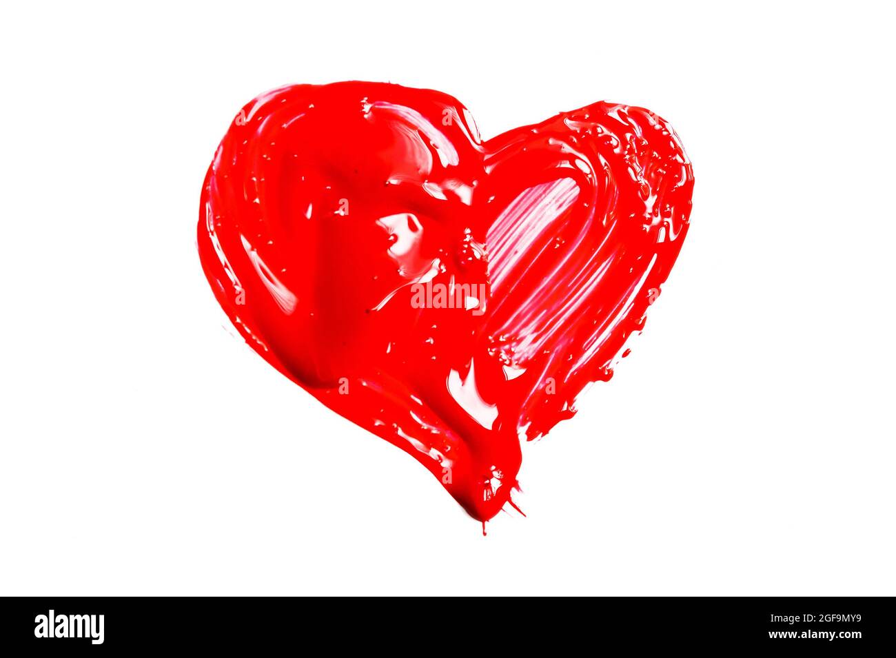 Painting of red heart isolated on white background Stock Photo - Alamy