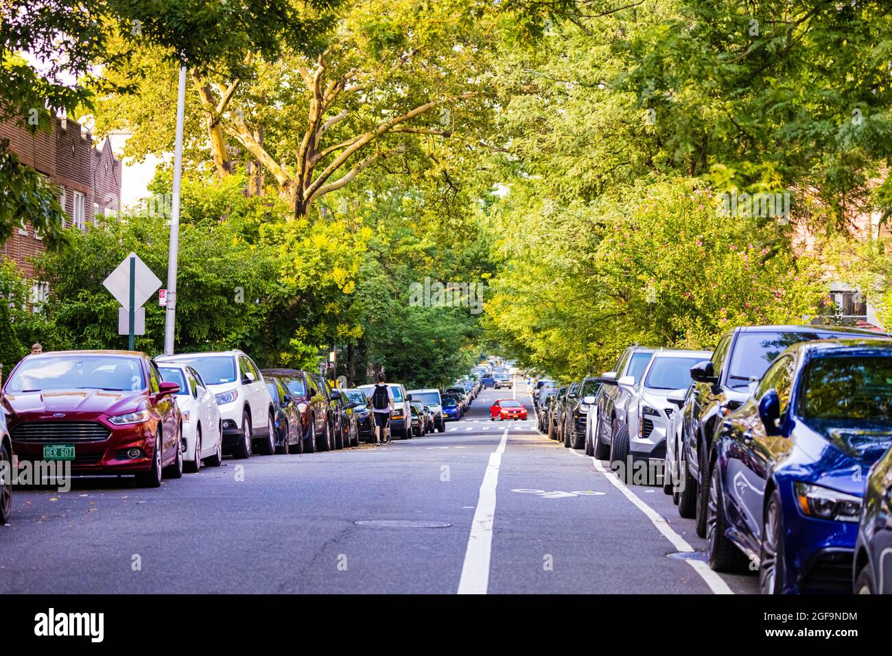 QUEENS, UNITED STATES Jul 26, 2021 The cars parked in the street at