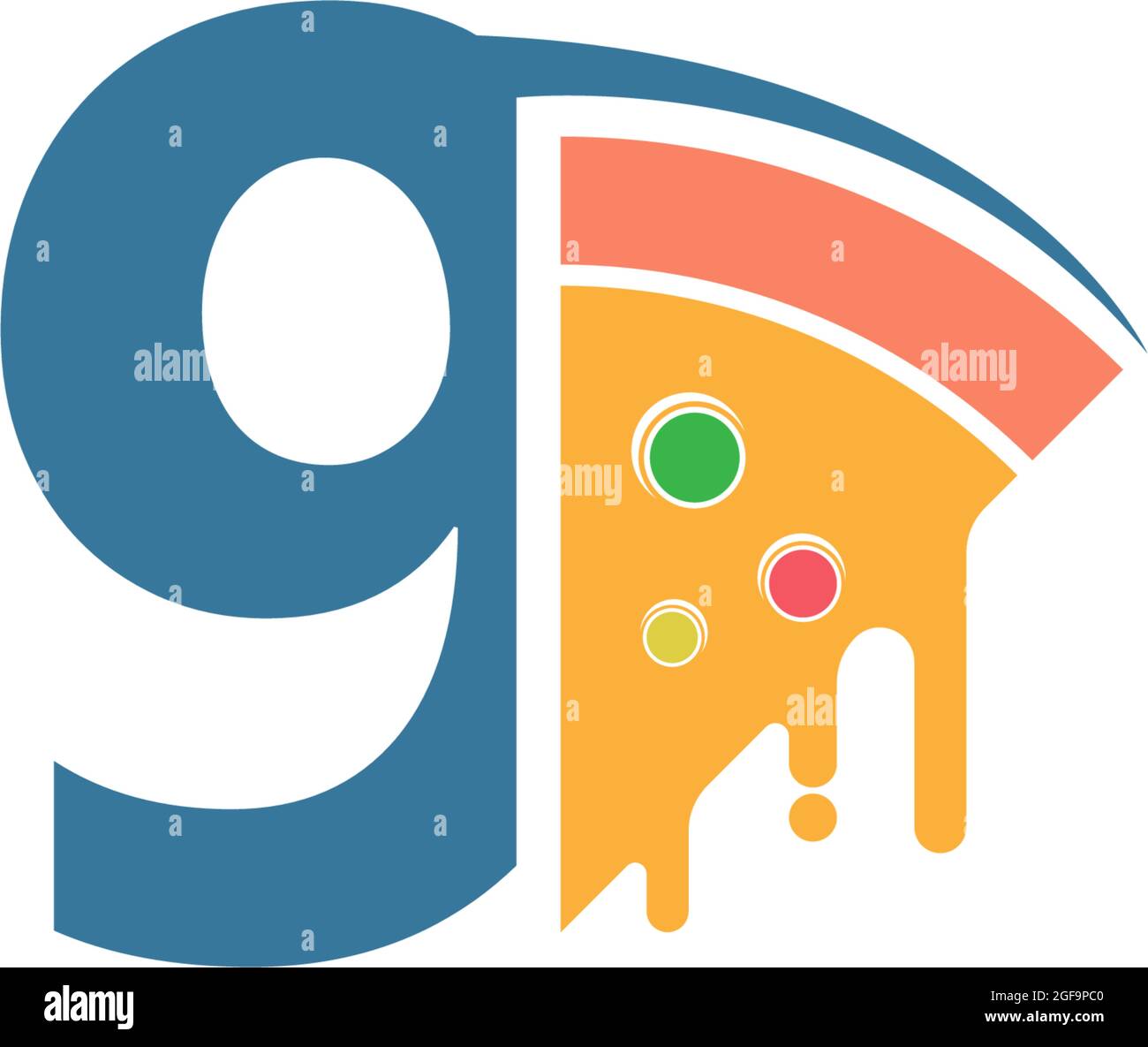 Number 9 with pizza icon logo vector template Stock Vector