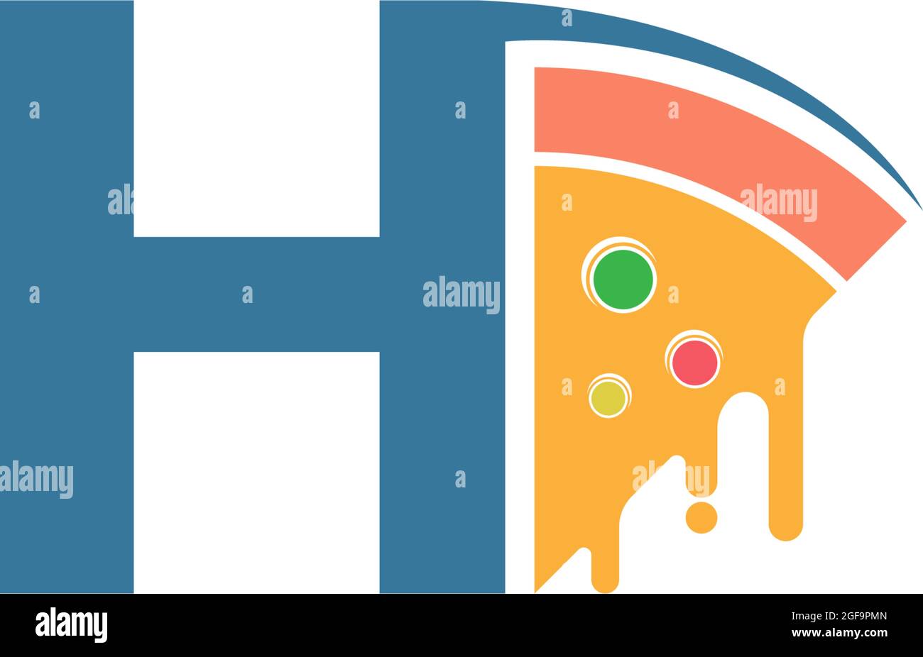 Letter H with pizza icon logo vector template Stock Vector