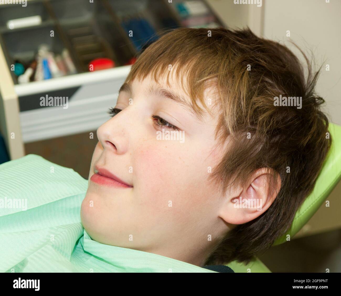 Boy waiting for dental examination Stock Photo