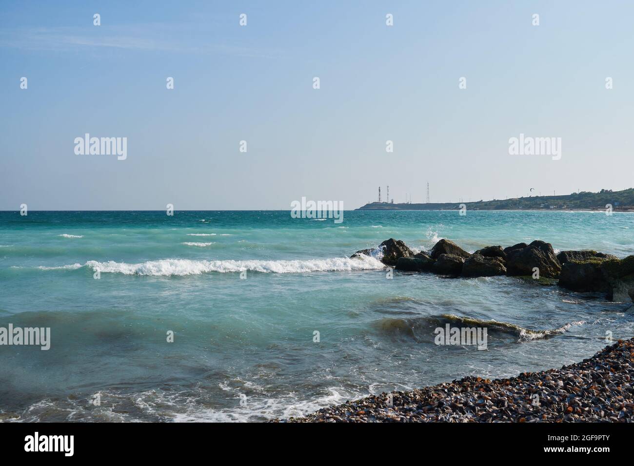 Landscape from Tuzla with the Black Sea, sand and rocks Stock Photo