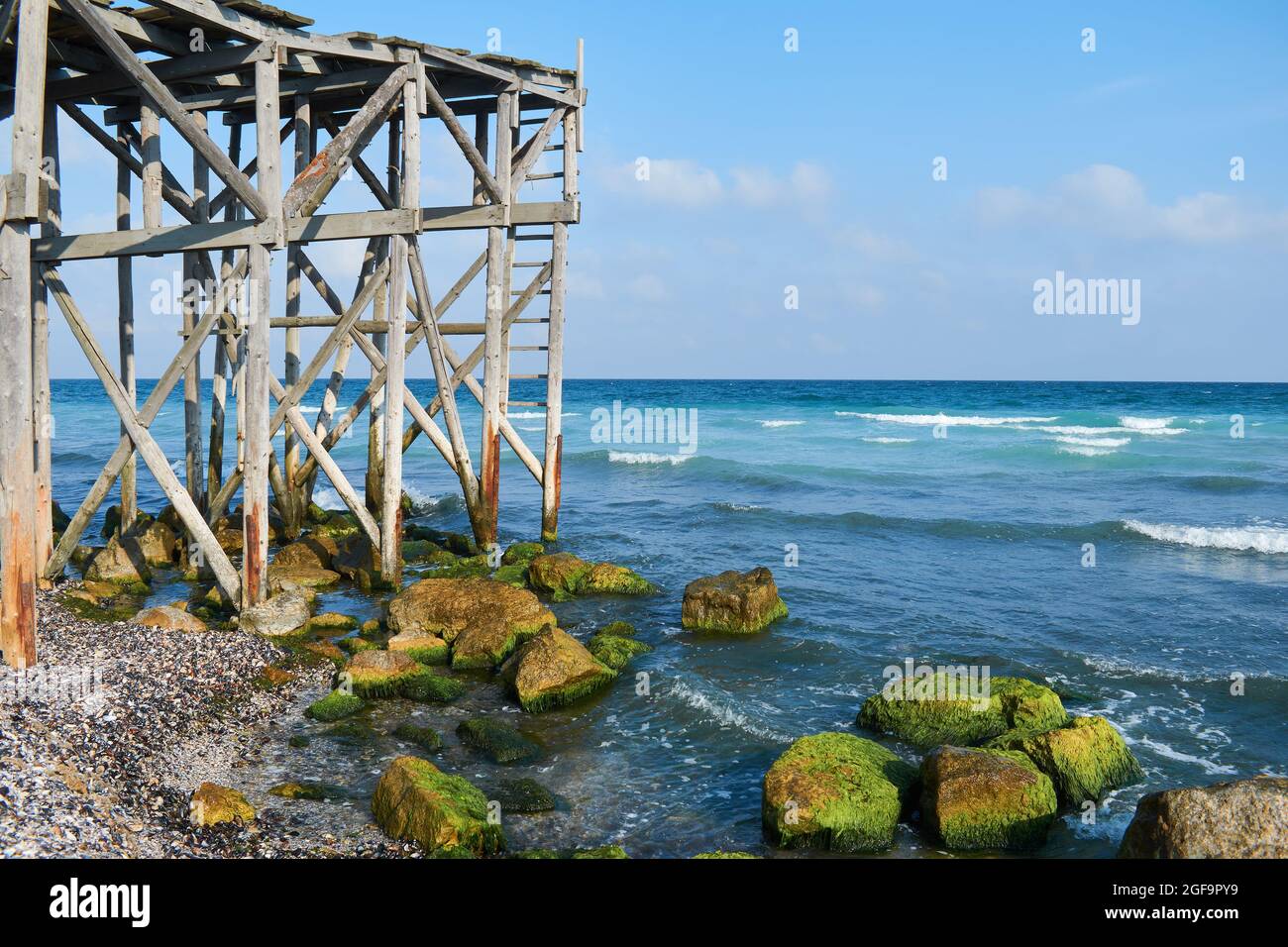 Landscape from Tuzla with the Black Sea, sand and rocks Stock Photo