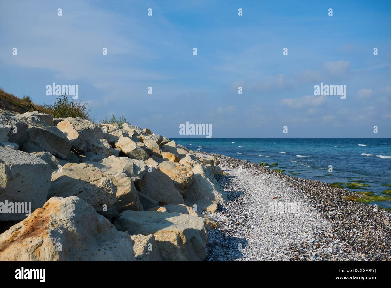 Landscape from Tuzla with the Black Sea, sand and rocks Stock Photo