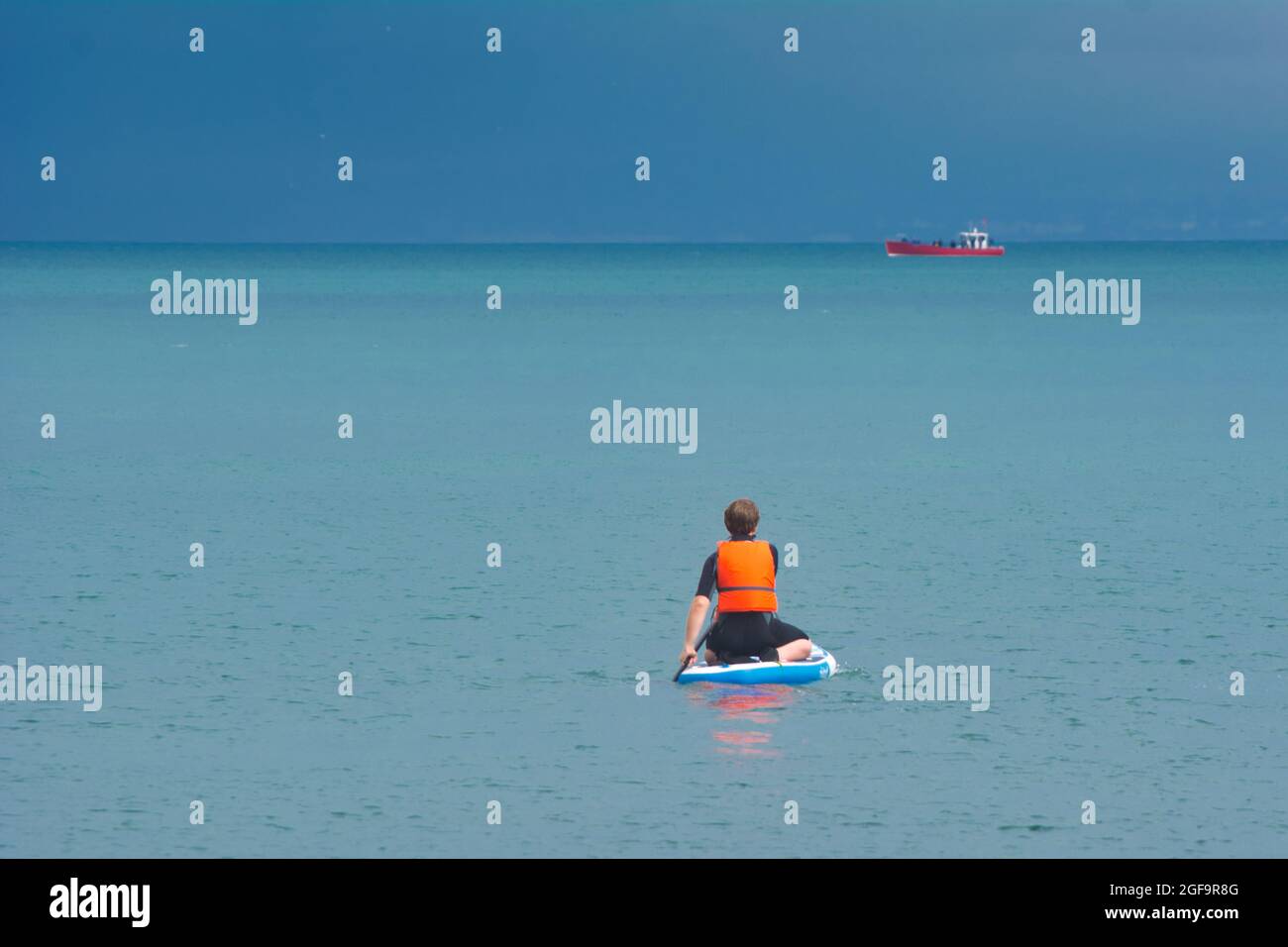 Paddle boarding in Torquay, England Stock Photo Alamy