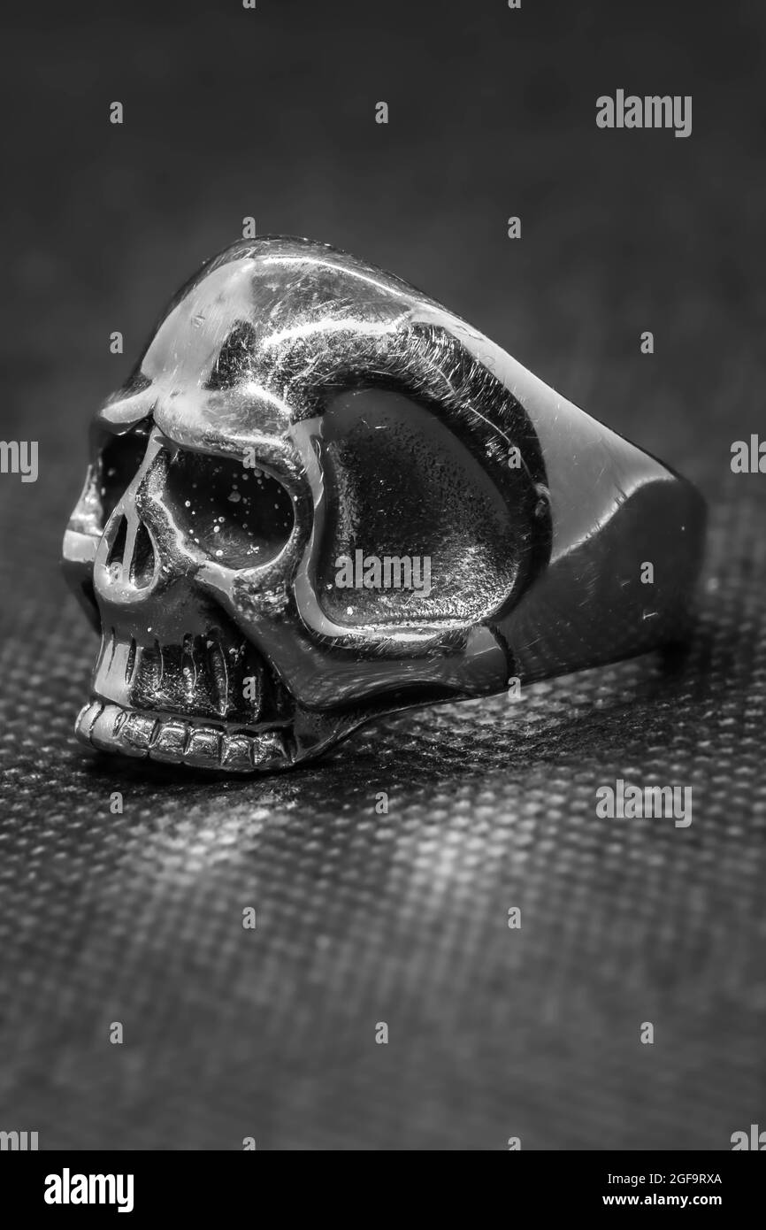 Skull designd ring for mens. Rock style. Gothic Stock Photo