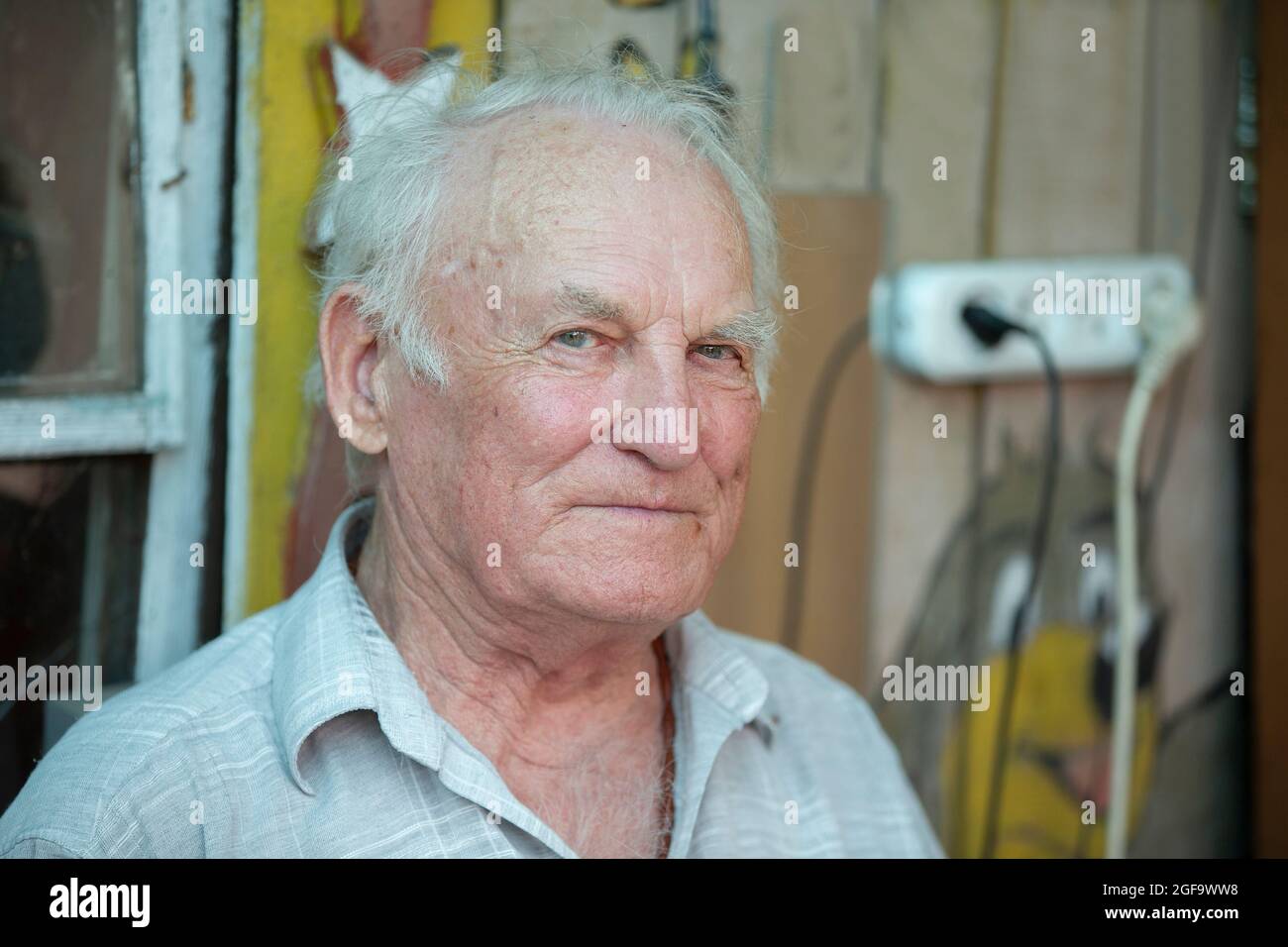 Old gray haired grandfather looks hi-res stock photography and images ...