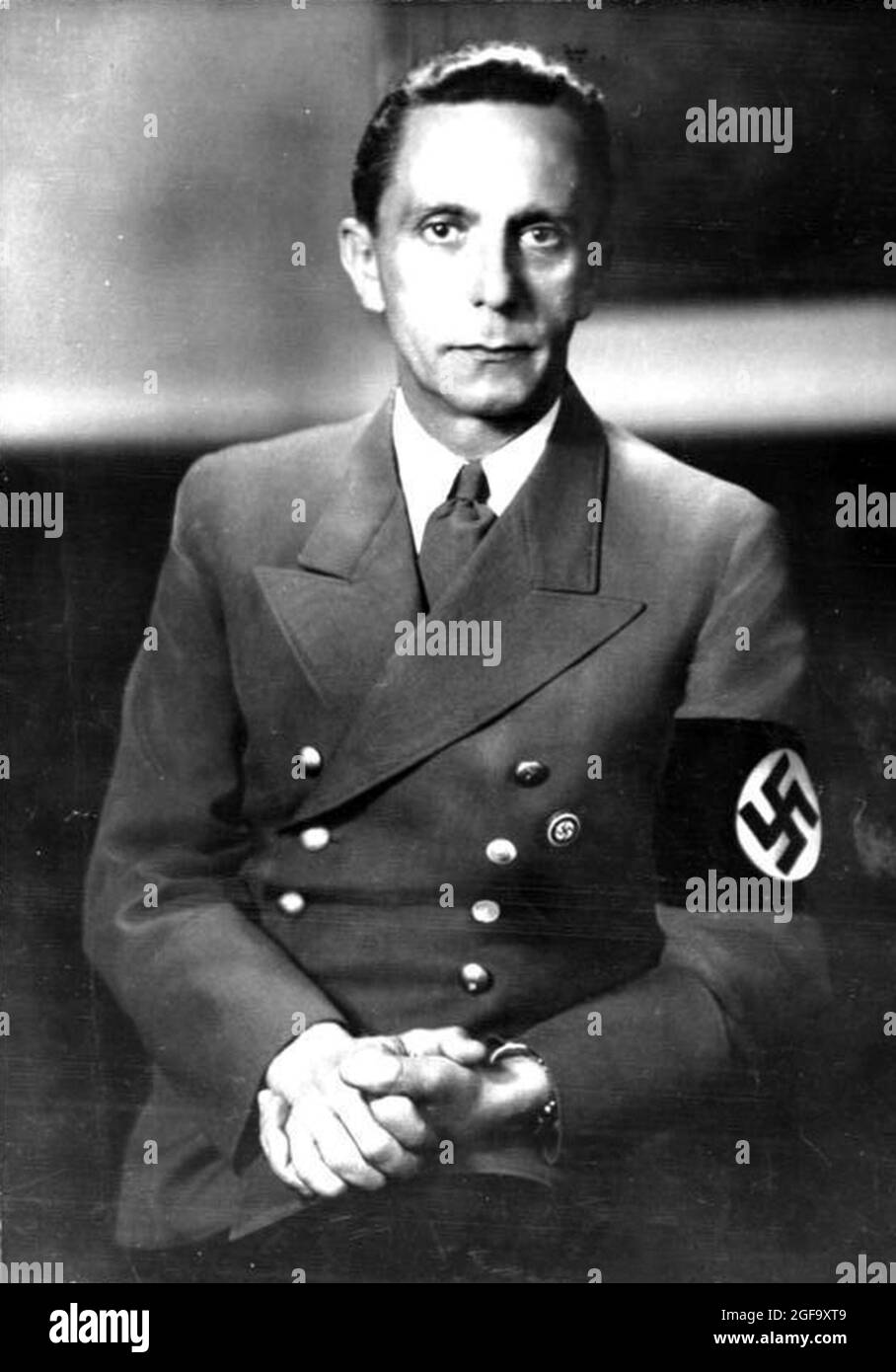 A portrait of Nazi Leader and Minister of Propaganda Joseph Göbbels. He committed suicide with his wife after they poisoned their 6 children in the bunker in 1945. Credit: German Bundesarchiv Stock Photo