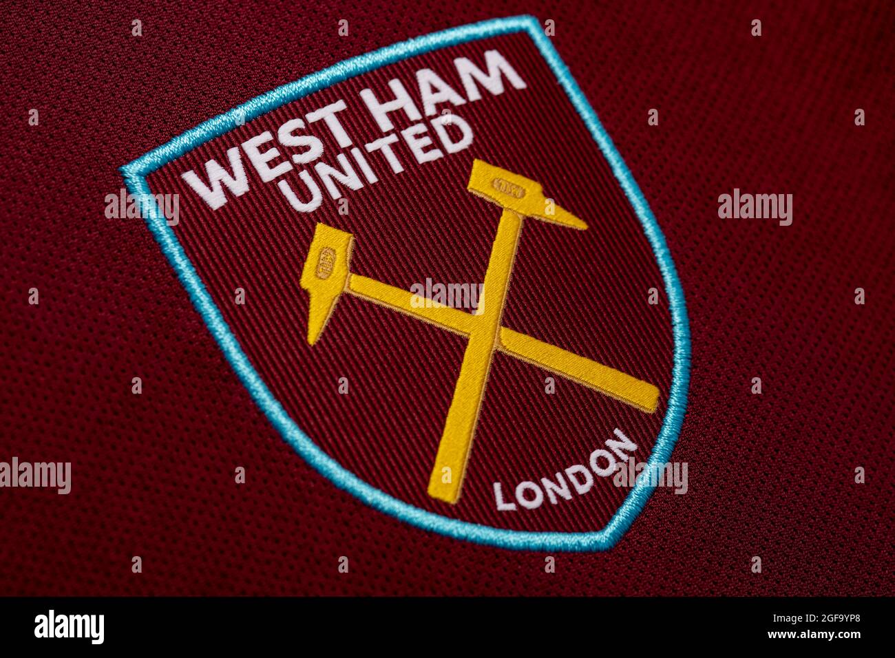 Close up of West Ham United kit 2020/21. Stock Photo