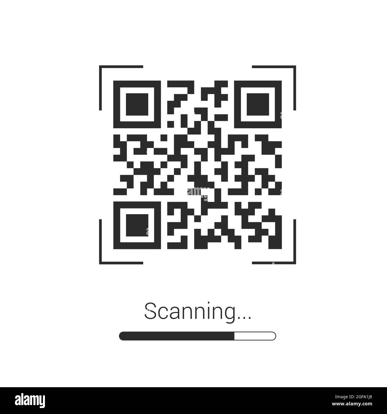Black QR code with text scanning, isolated on white background - vector Stock Vector