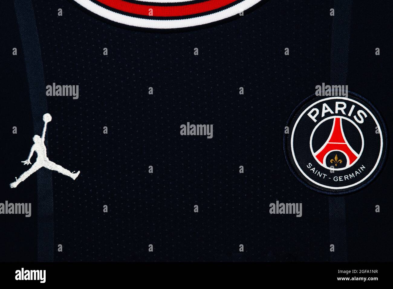 Close up of Paris Saint Germain jersey Stock Photo