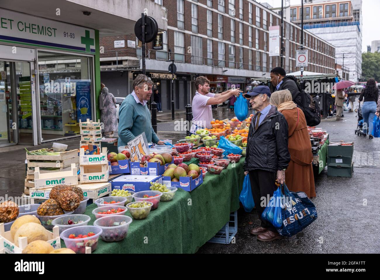 Londoner's shopping at the traditional Church Street Market established in the 1830's, closeby to Lisson Green, Marylebone, London, England, UK Stock Photo