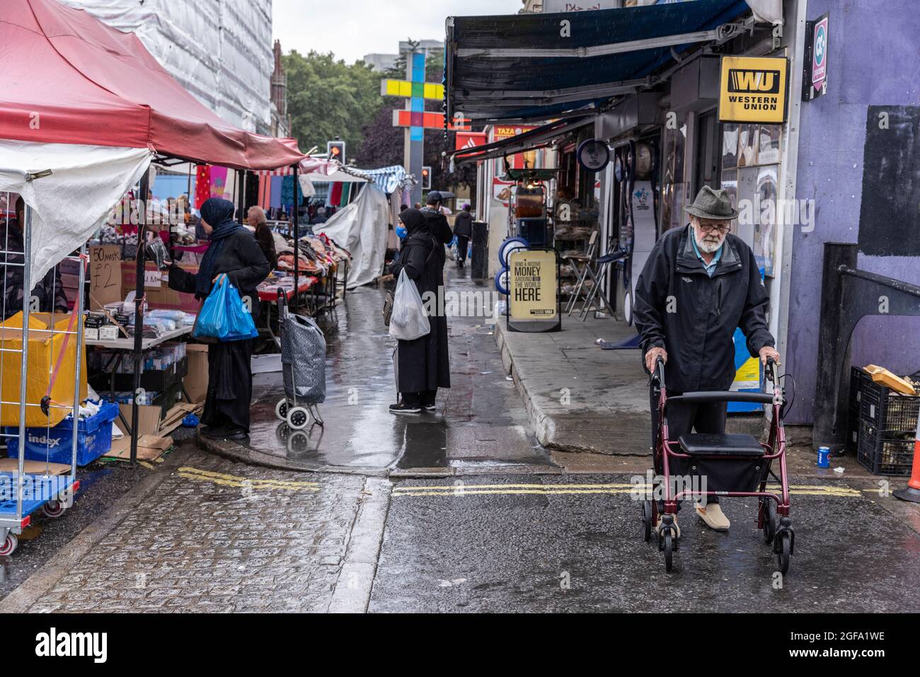 Londoner's shopping at the traditional Church Street Market established in the 1830's, closeby
