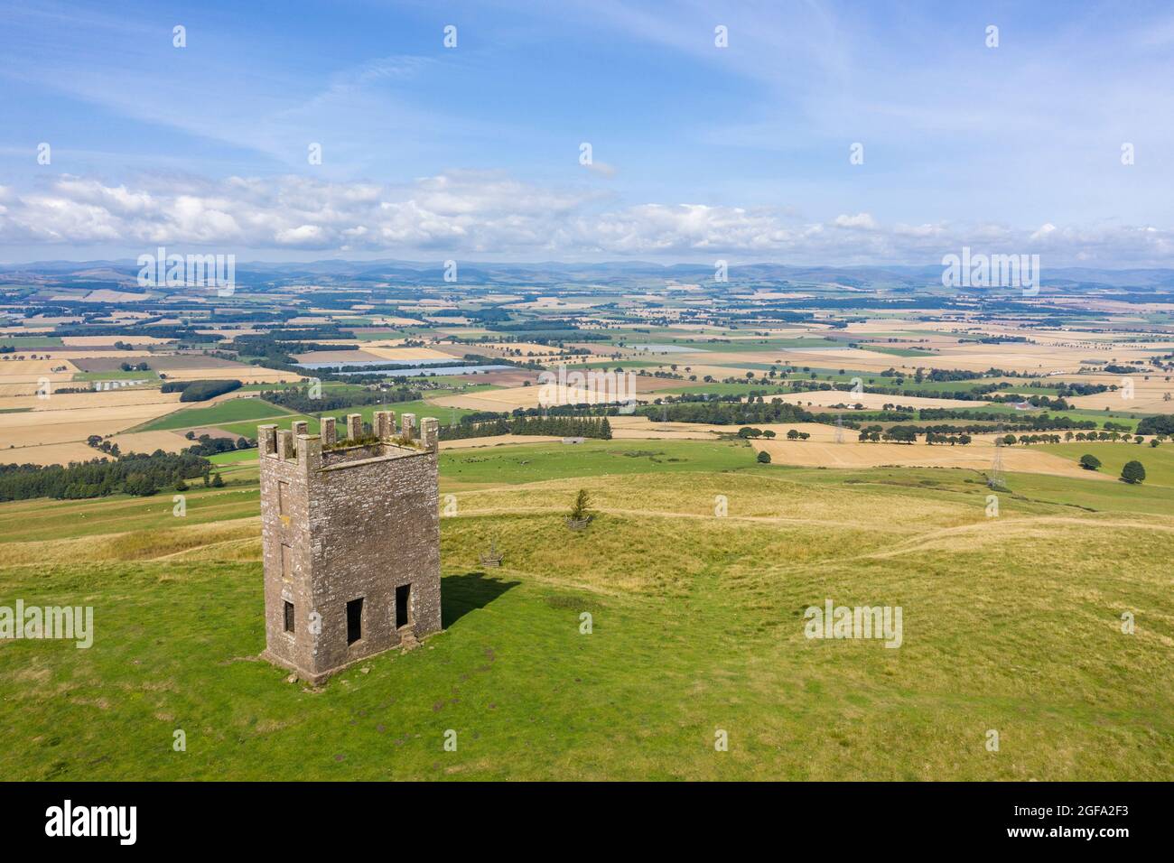 Kinpurney Hill top observatory tower near Newtyle, Angus, Scotland. Stock Photo