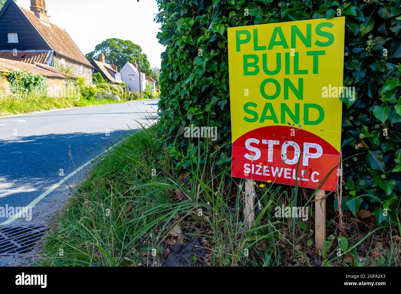 anti-nuclear signs Walberswick Suffolk Stock Photo