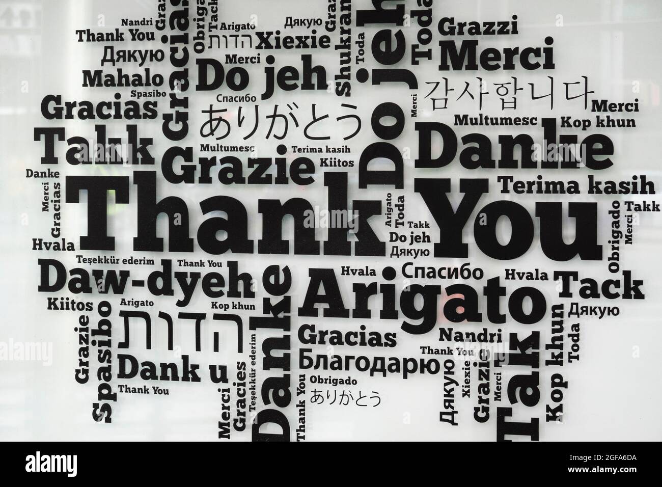 Thank you in worldwide languages Stock Photo