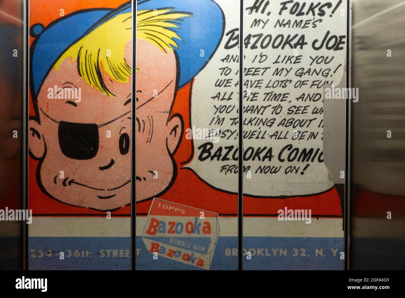 Bazooka Joe gum comic painted mural at industry city sunset park Brooklyn NYC Stock Photo