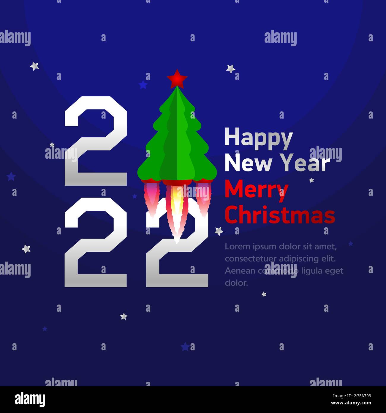 How Long Before Christmas 2022 Square Banner Happy New Year And Merry Christmas 2022 And A Christmas Tree  With Flames From The Engines, Against The Background Of The Starry Sky. Vec  Stock Vector Image & Art - Alamy