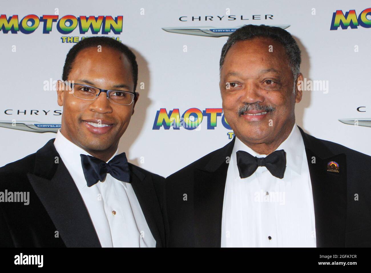 Jesse Jackson and son Yusef DuBois Jackson arriving at the opening night of "Motown The Musical