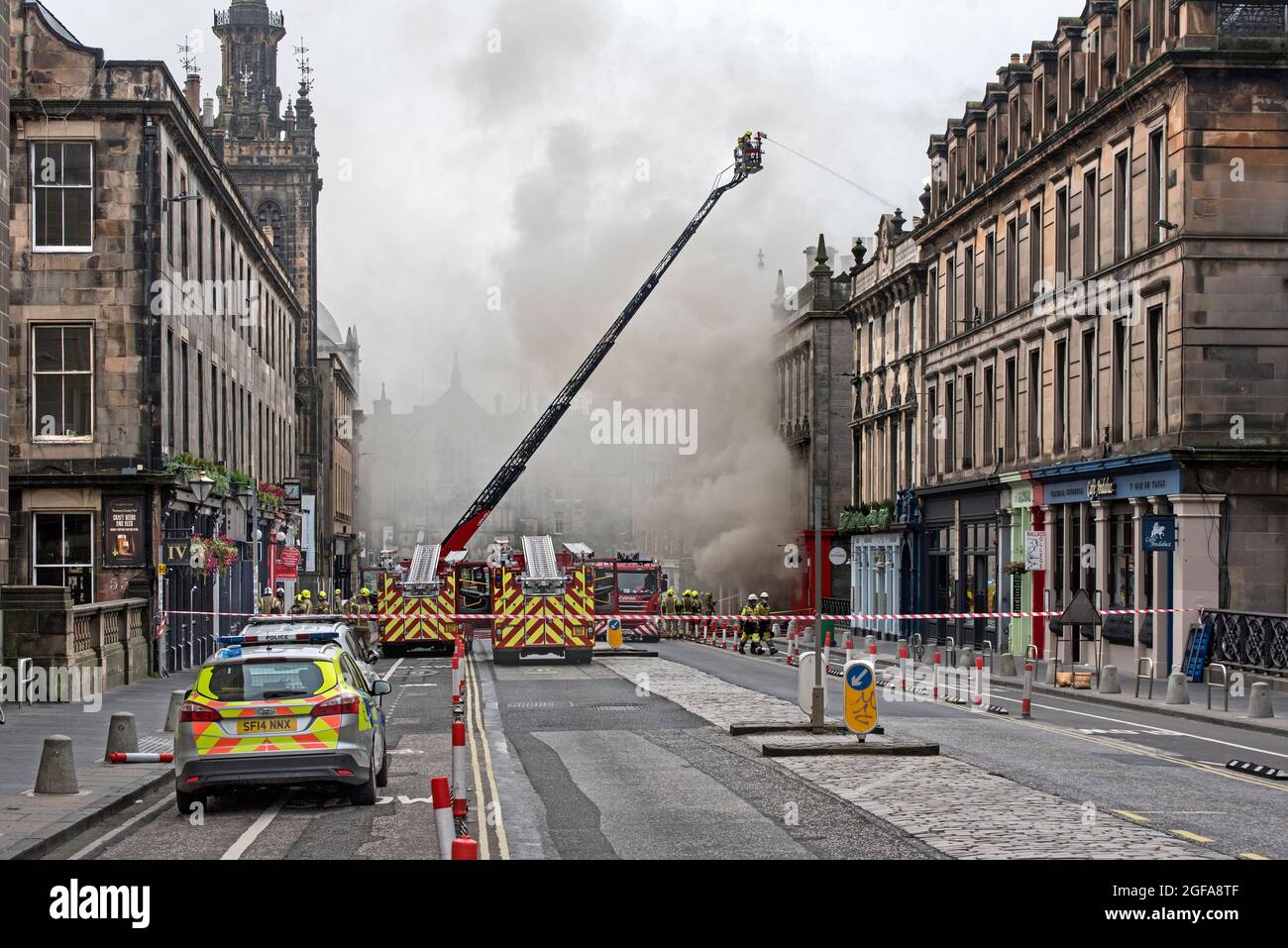 Scottish Fire and Rescue Service tackling a fire on IV Bridge in
