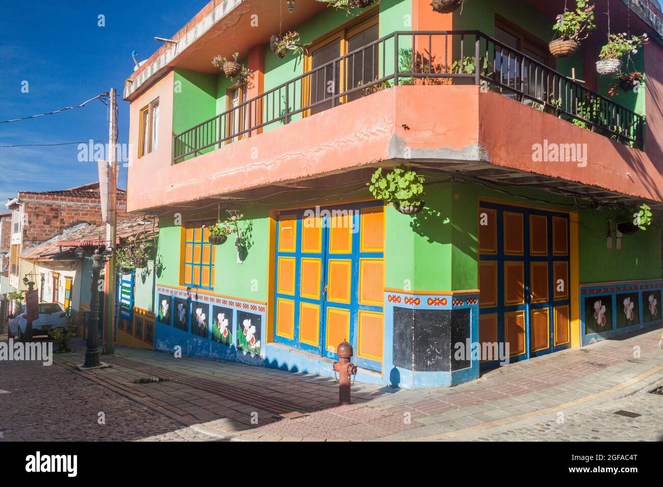 Colorful decorated houses in Guatape village, Colombia Stock Photo Alamy