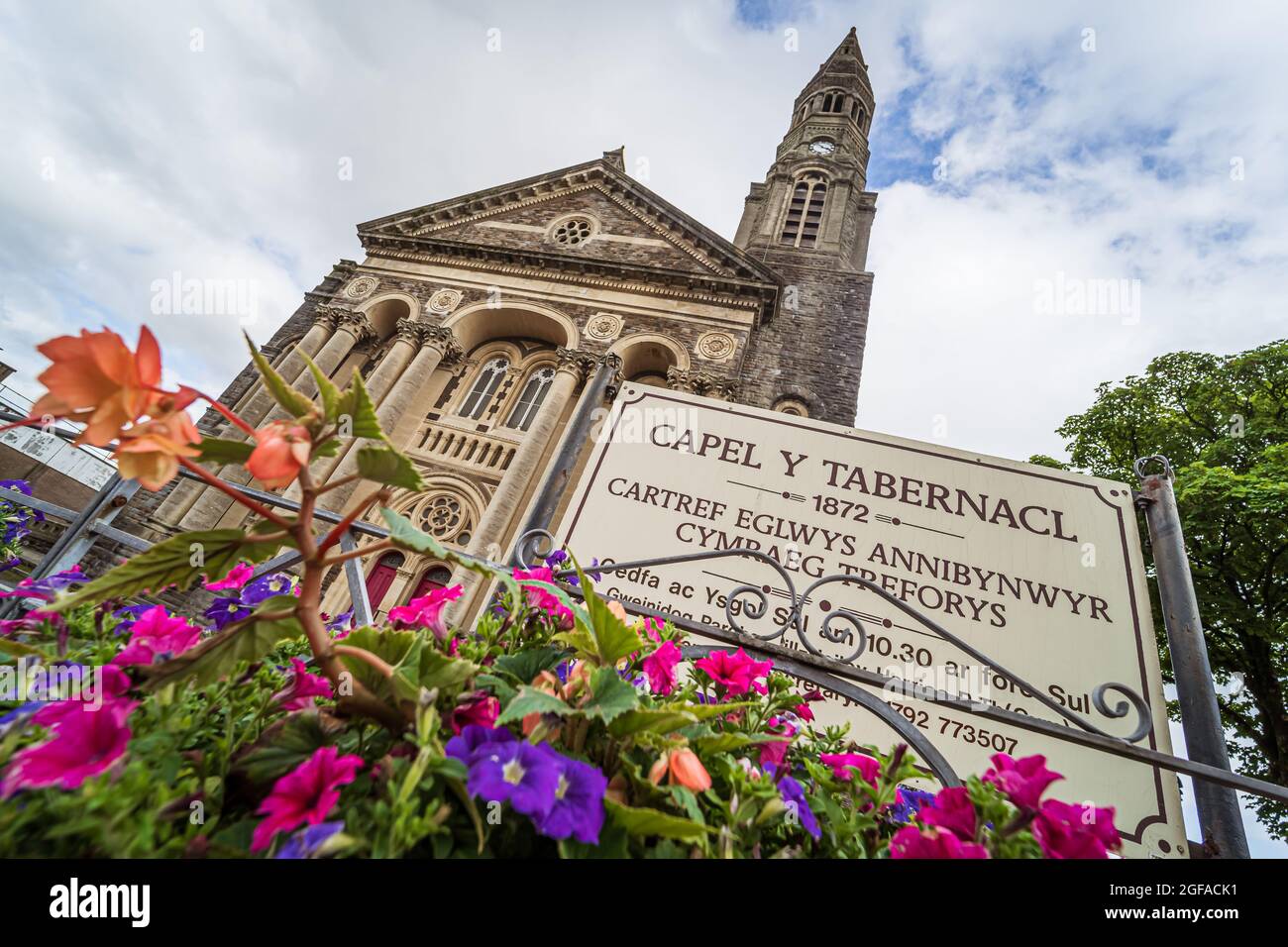 The Tabernacle Chapel or Libanus Chapel on Woodfield Street in Morriston, Swansea, Wales, the United Kingdom. Morriston, Wales, UK - August 21, 2021. Stock Photo