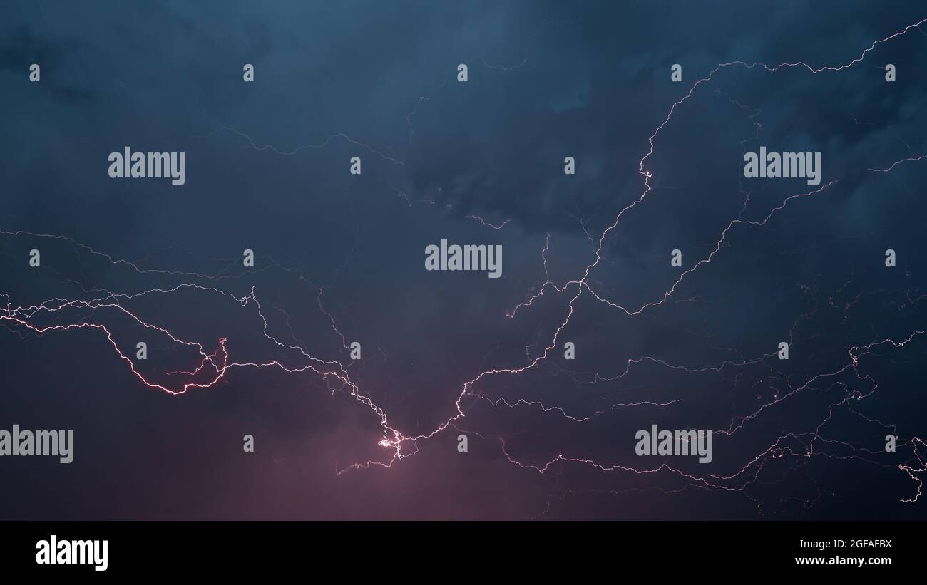 Lightnings in dark stormy sky Stock Photo - Alamy