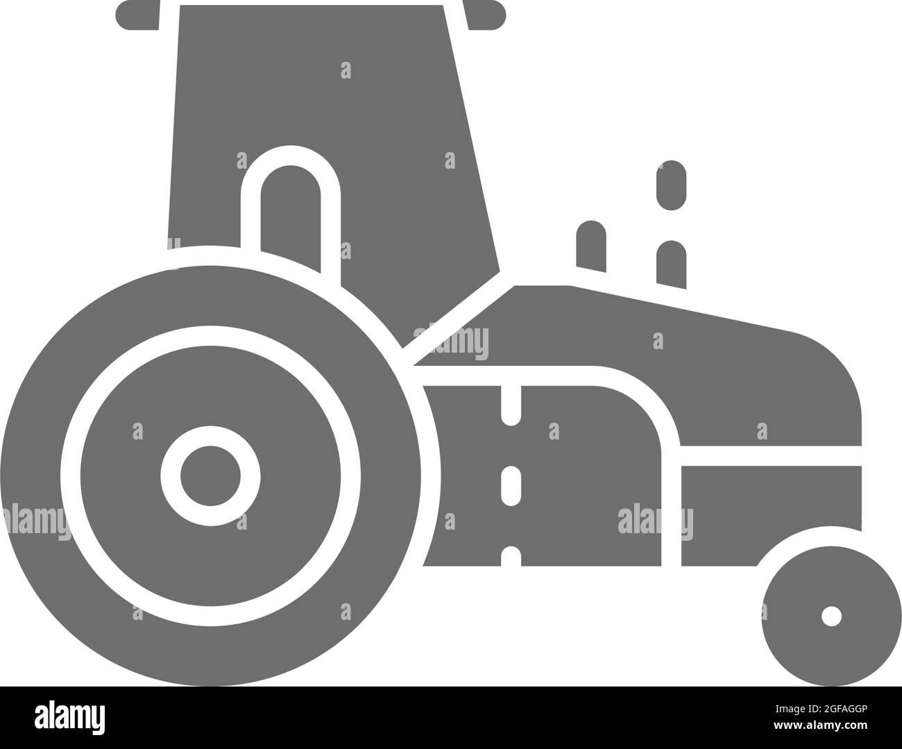 Tractor, agrimotor, heavy agricultural machinery grey icon Stock Vector ...