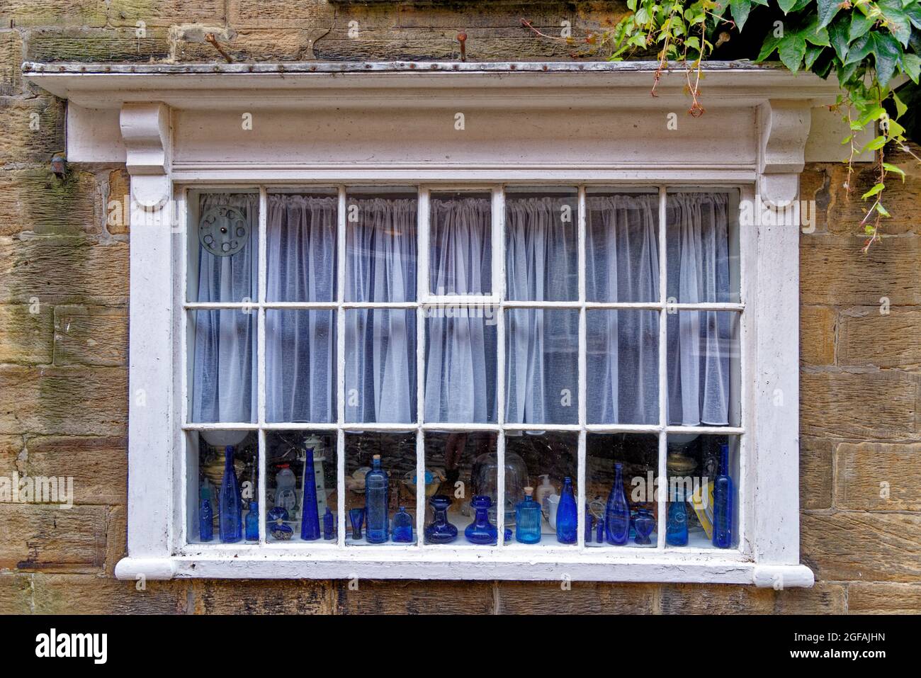 House window in Robin Hood Bay village street scenes. Robin Hood's Bay