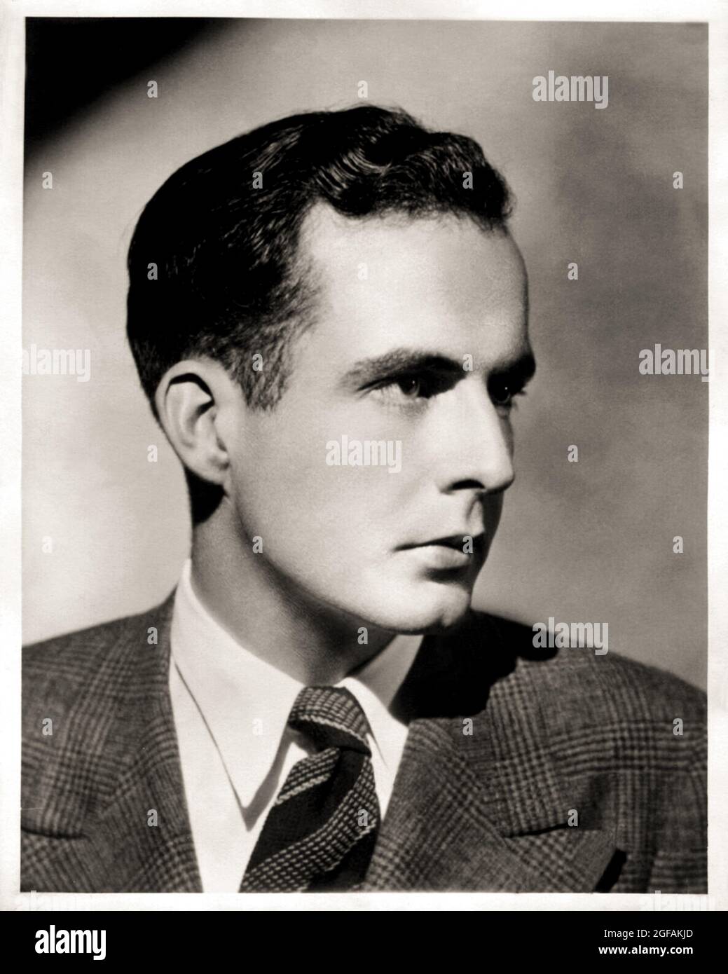 1937 ca, USA : The celebrated american music composer Samuel BARBER ( 1910 – 1981 ). Unknown photographer .- COMPOSITORE - DIRETTORE D' ORCHESTRA - profile - profilo - MUSICA CLASSICA - CLASSICAL - MUSIC - cravatta - tie - collar - colletto --- Archivio GBB Stock Photo