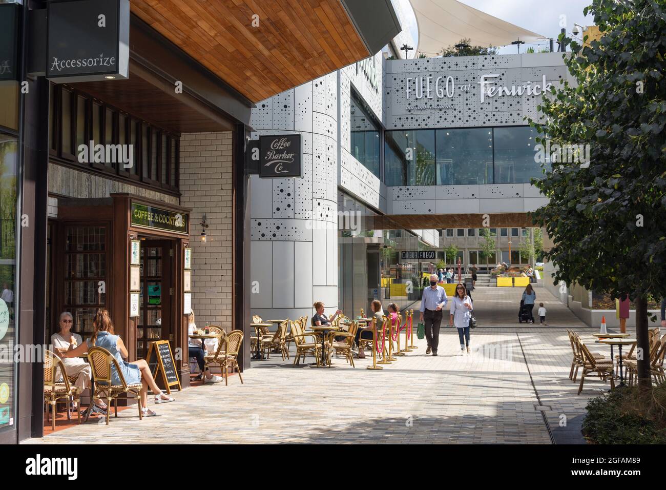 Barker Coffee Co and Fenwick department store, The Avenue, The Lexicon, Bracknell, Berkshire, England, United Kingdom Stock Photo