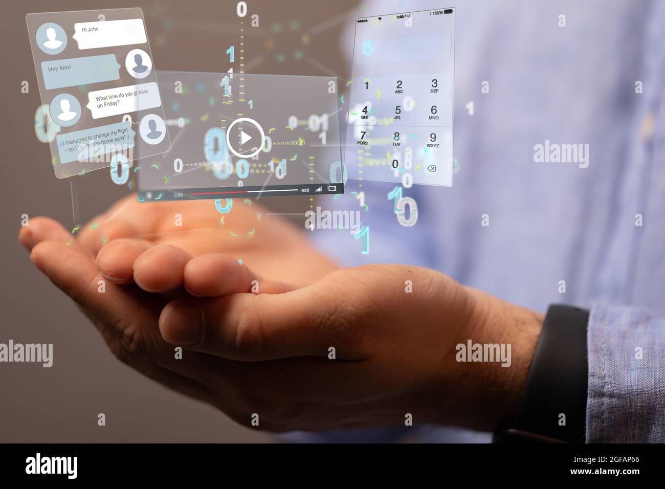 Illustration of Interface web application in hand Stock Photo