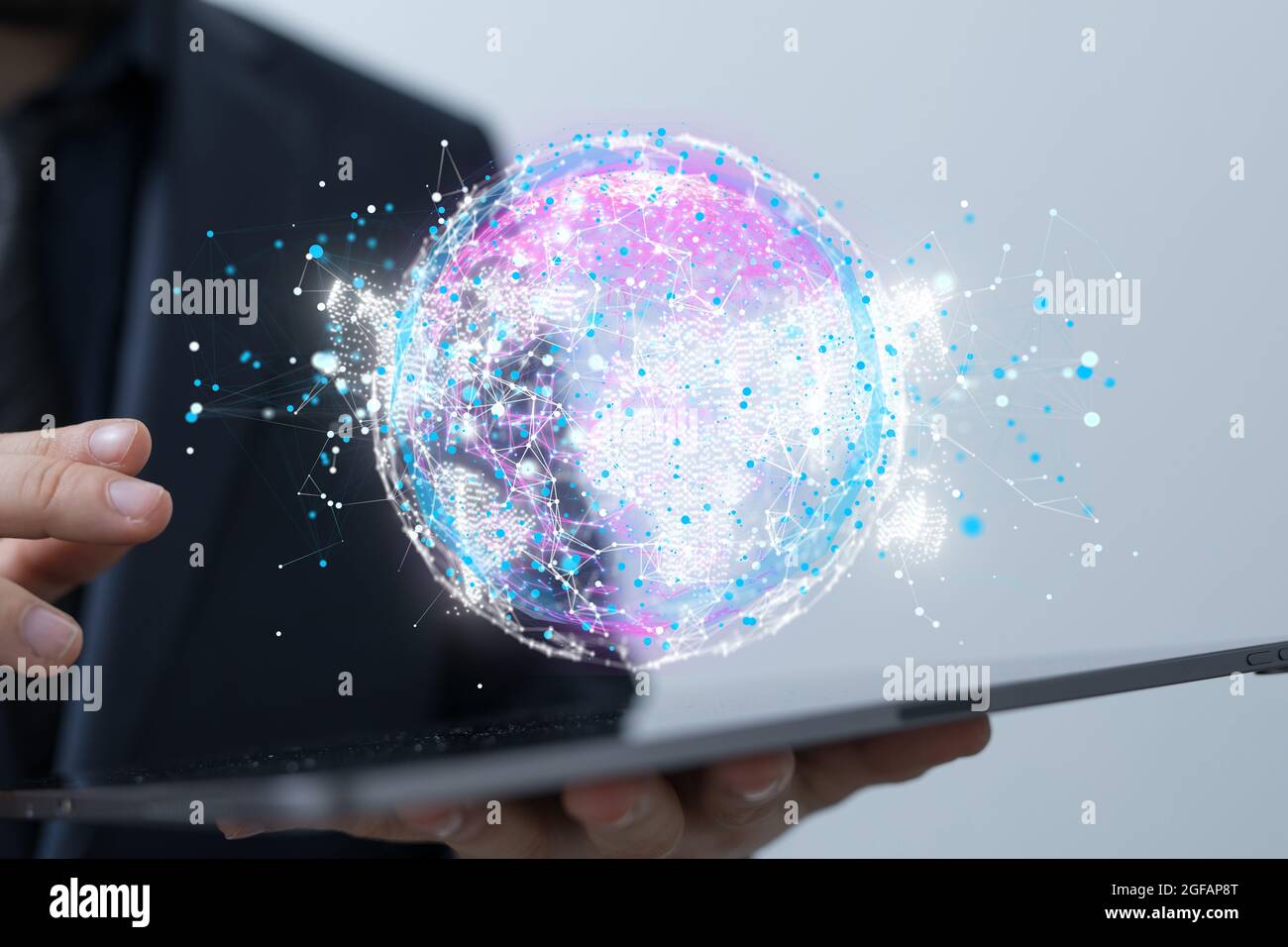 Network concept- Connected cells with links. Stock Photo