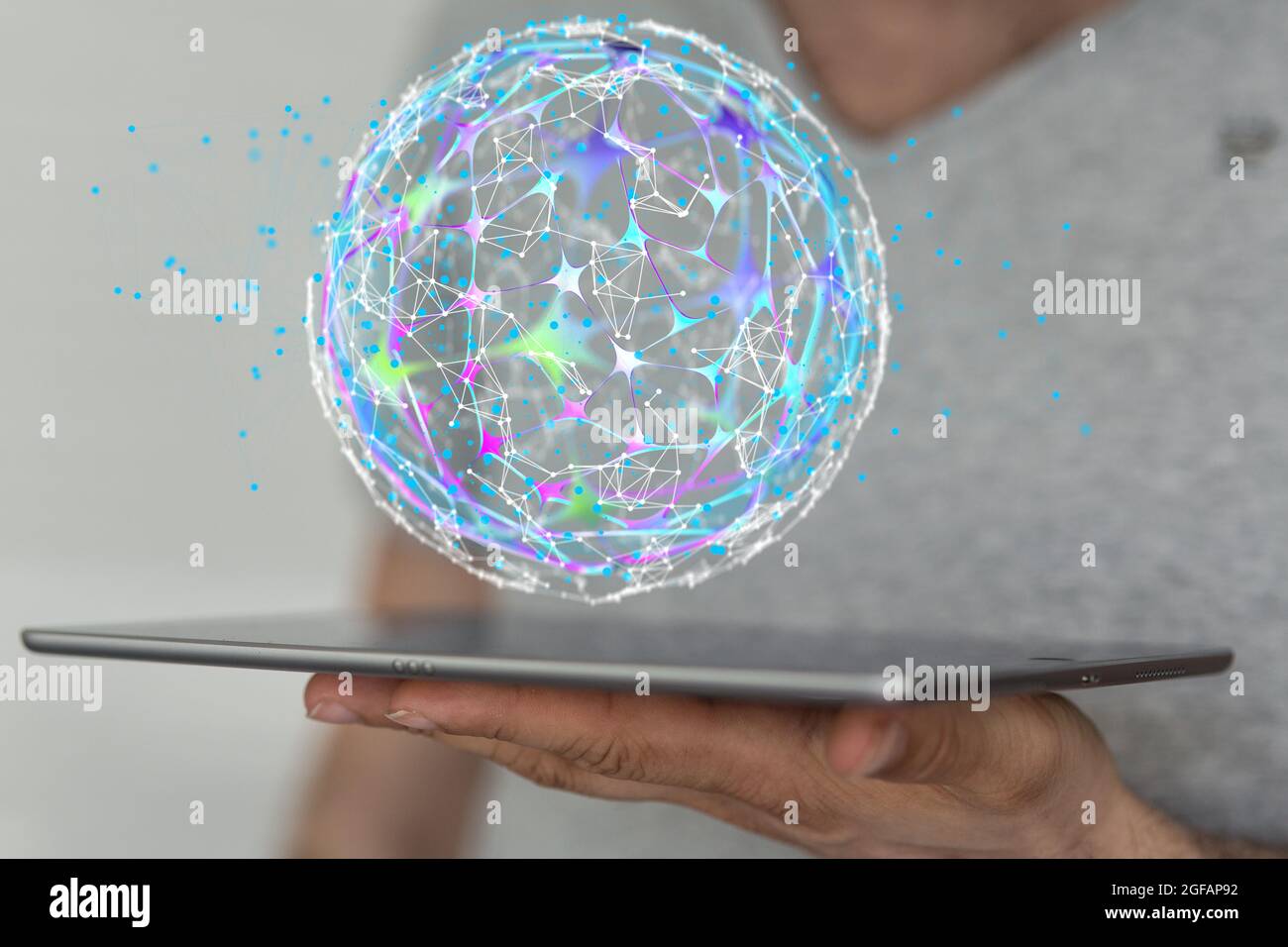 Network concept -Connected cells with links. Stock Photo