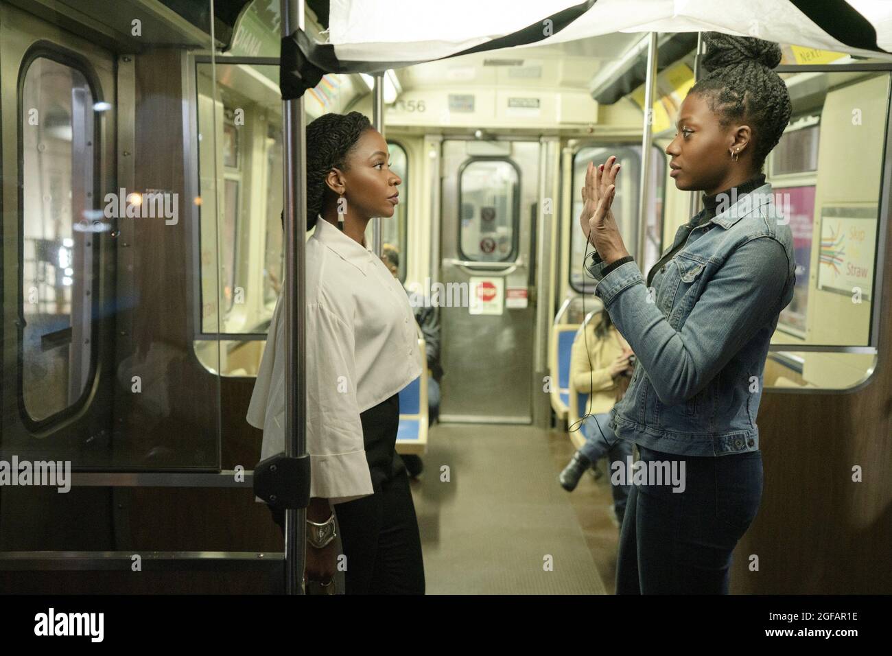 CANDYMAN, from left Teyonah Parris, director Nia DaCosta, onset, 2021