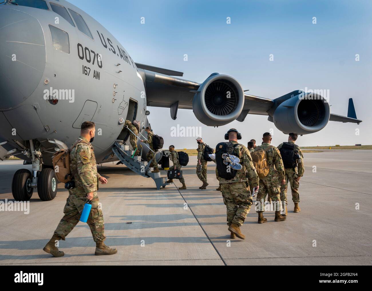 . Air Force Airmen assigned to the 140th Wing, Colorado Air National  Guard, prepare to travel to Volk Field Air National Guard Base to  participate in exercise Northern Lighting August 8, 2021