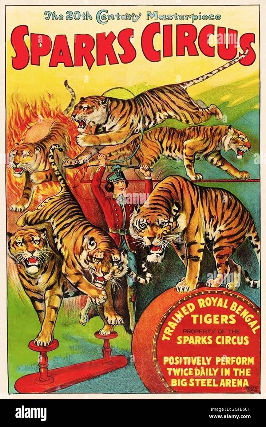 Click On Vintage French Circus poster - Sparks Circus Stock Photo - Alamy