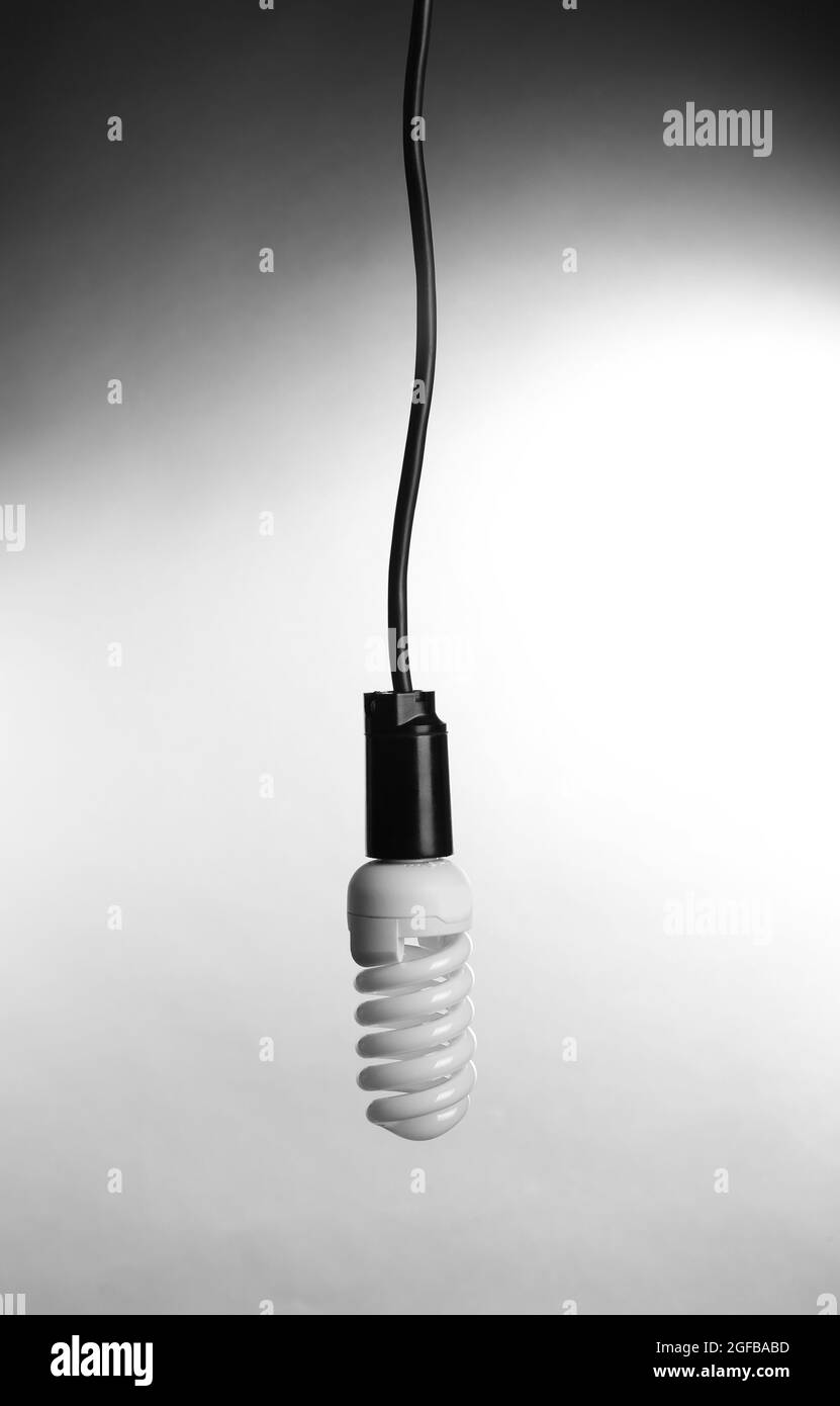 Eco light bulb on light background Stock Photo Alamy