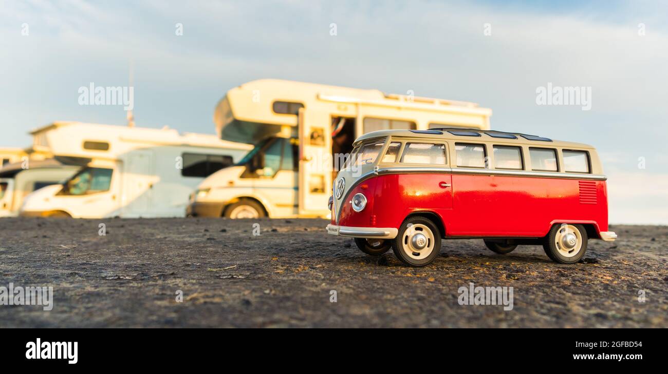 Foxton Beach, Horowhenua, New Zealand, 03.07.2021 VW Camper van diecast