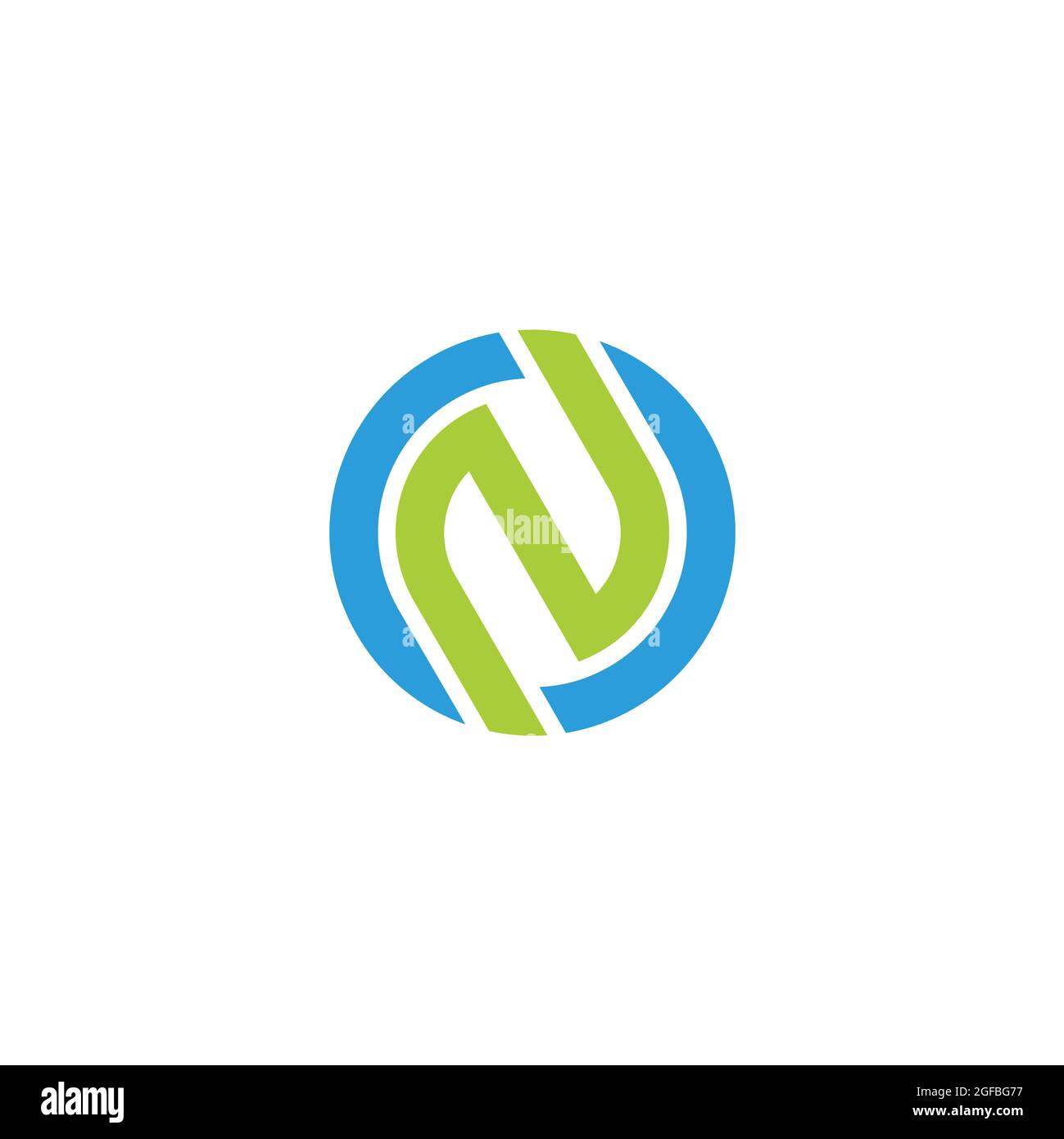letter n green leaf simple geometric logo vector Stock Vector