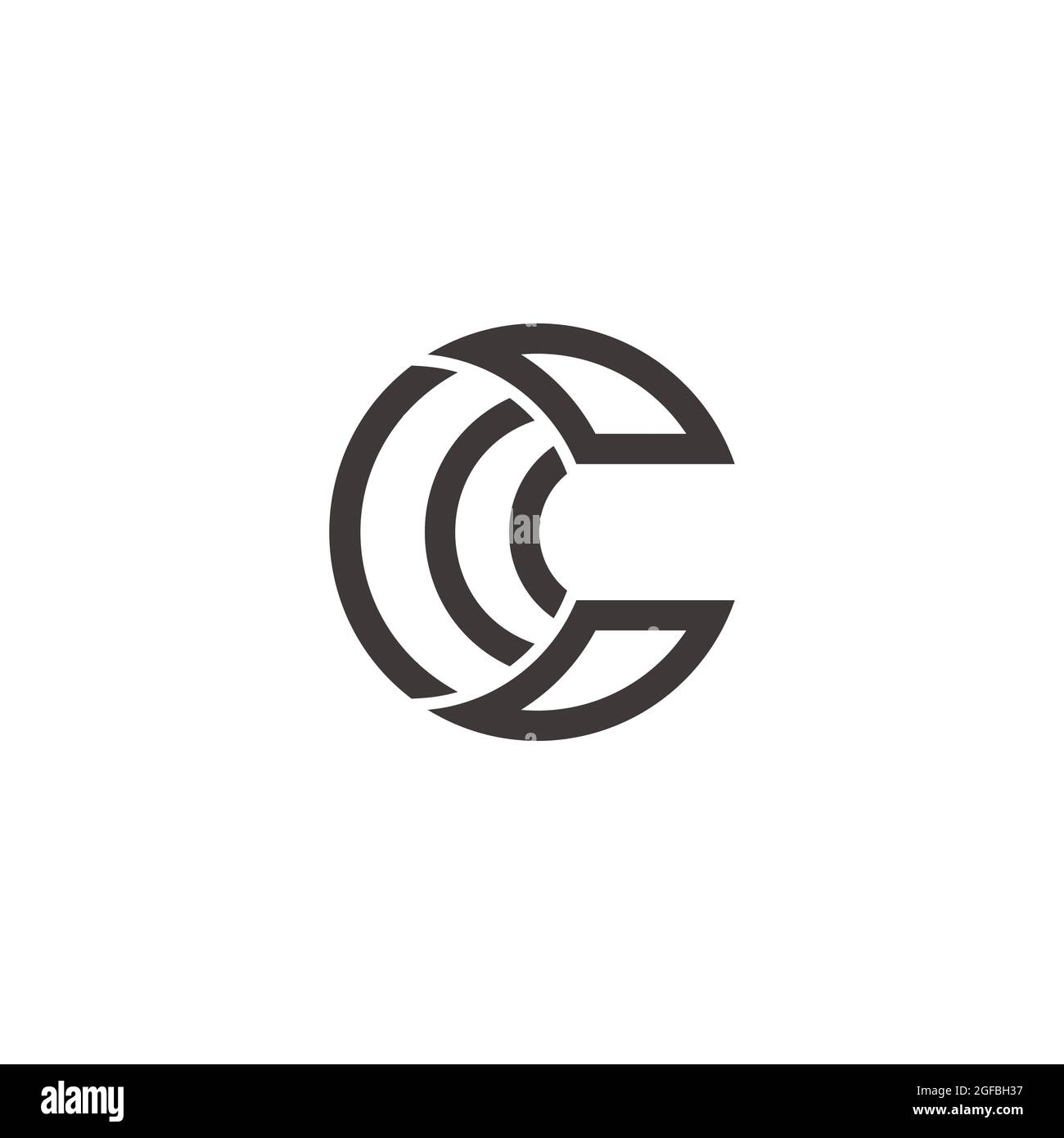 letter c stripes geometric line 3d flat simple logo vector Stock Vector