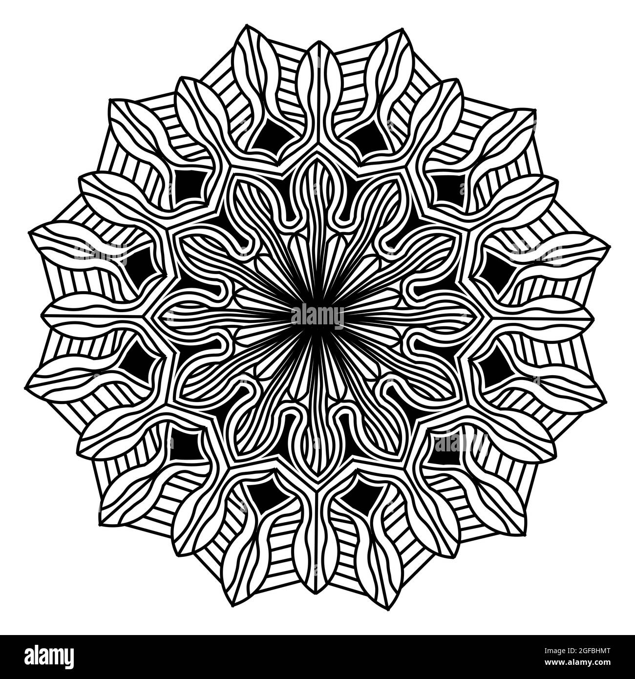Mandala abstract floral pattern design of oriental decoration geometric meditation illustration background Stock Vector