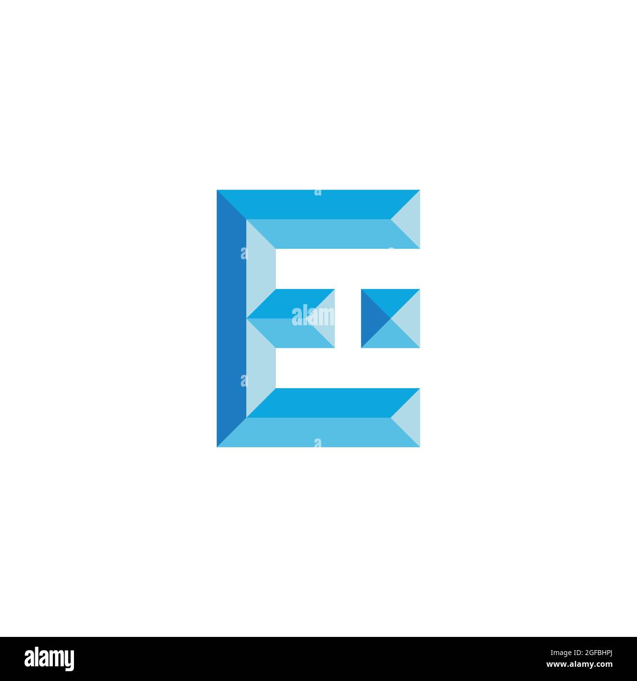 letter e blue diamond 3d gradient logo vector Stock Vector