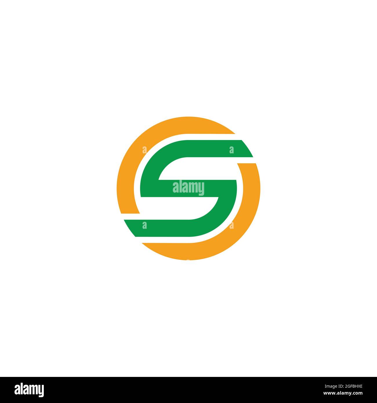 letter s green leaf sun simple geometric round logo vector Stock Vector