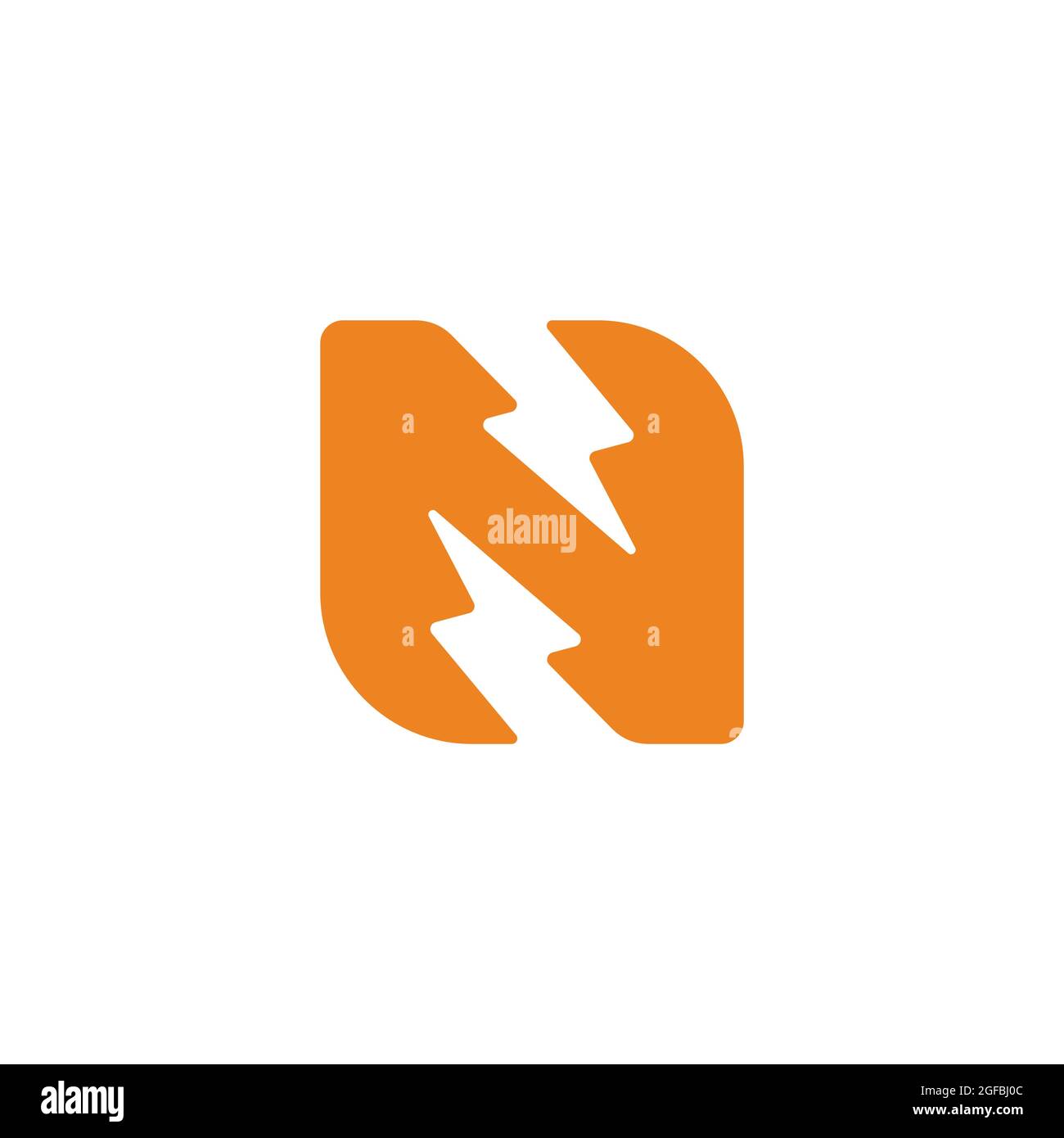 letter n flash thunder energy simple geometric logo vector Stock Vector