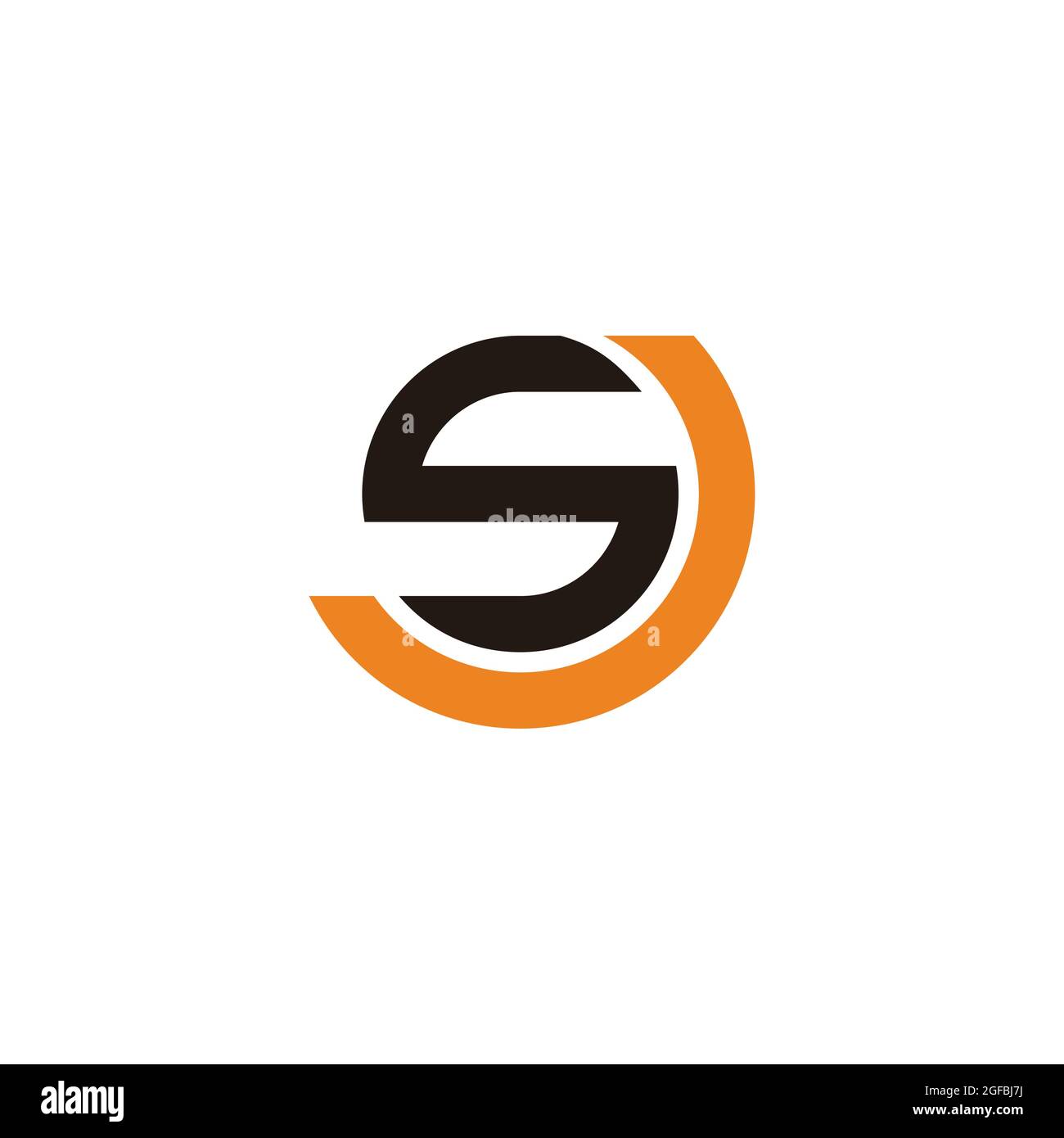 letter sj circle motion line geometric logo vector Stock Vector