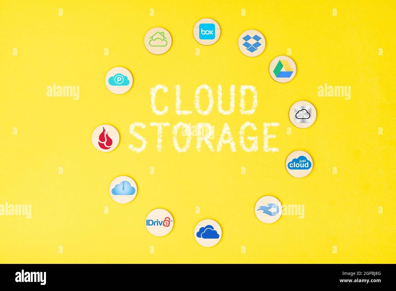 Diagram of famous cloud storage service provider. Cloud storage is the
