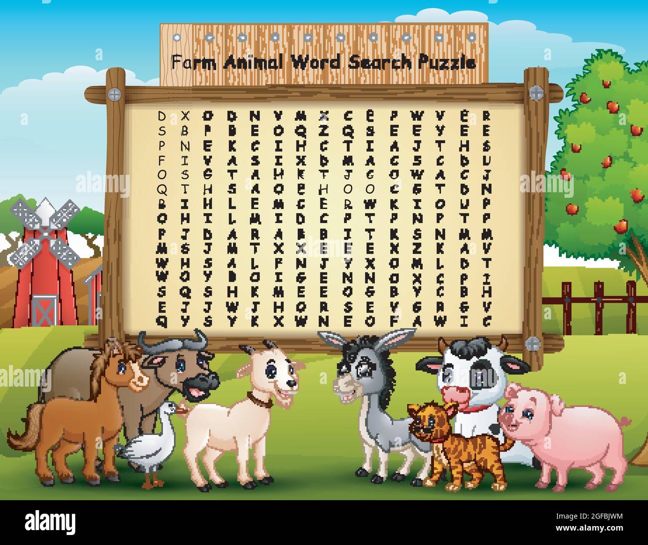 farm-animals-word-search-puzzle-stock-vector-image-art-alamy