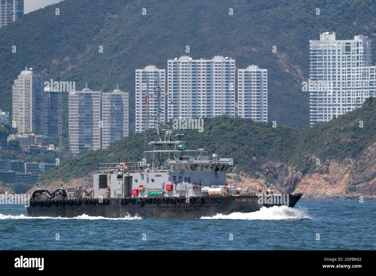 Hong Kong Police Launch 56, south of Repulse Bay, Hong Kong southern waters, South China Sea, China 22nd August 2021 Stock Photo