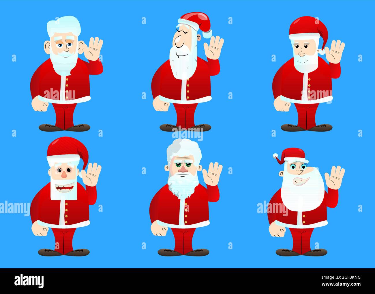 Santa Claus in his red clothes with white beard with waving hand ...